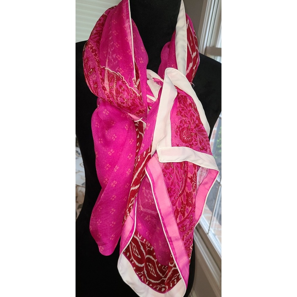 Women's Cotton Scarf Block Printed Shawls Soft Neck Wrap Pink 90x43